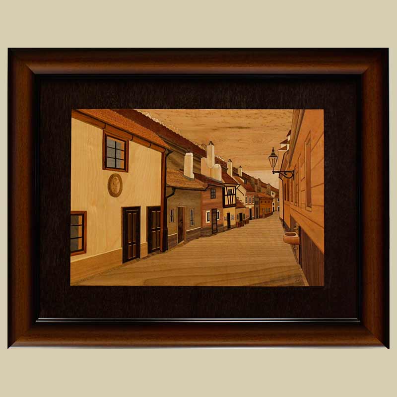 obrazy vyrobené technikou Intarzie (Marquetry)